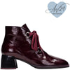 Hispanitas Dark Red Patent Leather Lace Up Ankle Boots