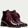 Hispanitas Dark Red Patent Leather Lace Up Ankle Boots