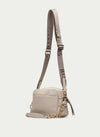 Hispanitas Embossed Leather Crossbody Chain Strap Bag - Cream