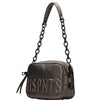 Hispanitas Embossed Leather Crossbody Chain Strap Bag - Pewter