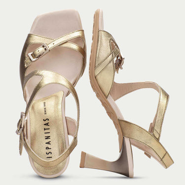 ladies gold leather strappy sandals