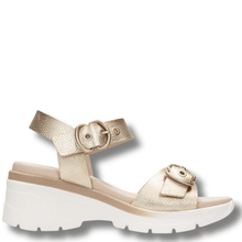 ladies white and gold wedge sandals