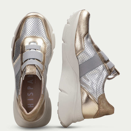 Hispanitas Gold & Silver Leather Slip On Chunky Sneakers