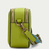 Hispanitas Lime Green Leather Branded Crossbody Strap Bag