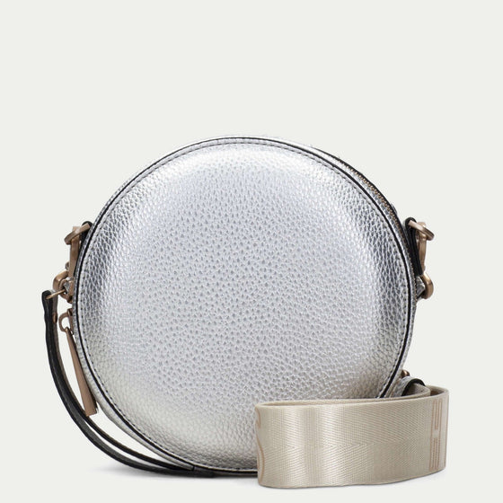 Hispanitas Metallic Silver Circular Bag