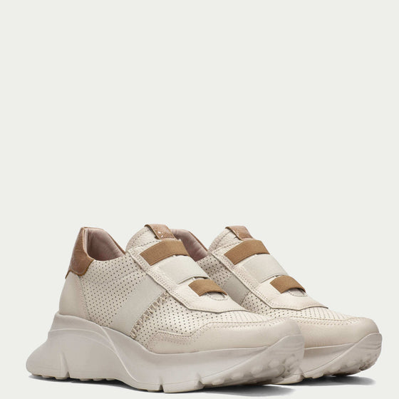 Hispanitas Natural & White Leather Slip On Chunky Sneakers