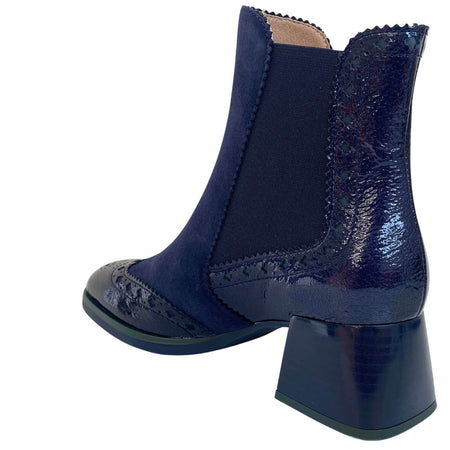 Hispanitas Navy Suede & Patent Leather Small Heel Boots