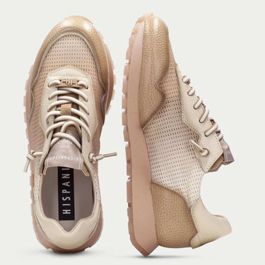 beige ans caramel toned leather sneakers from Hispanitas 