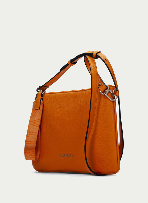 Hispanitas Orange Leather Clutch/Crossbody Bag