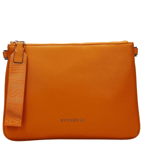 Hispanitas Orange Leather Clutch/Crossbody Bag