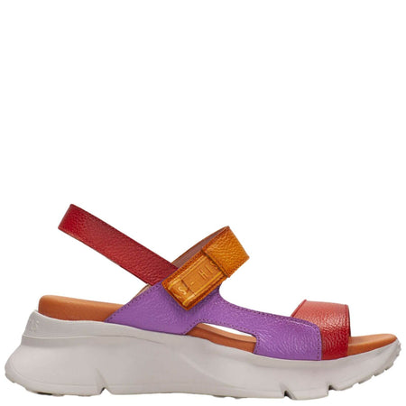 Hispanitas Orange & Purple Leather Velcro Strap Sandals