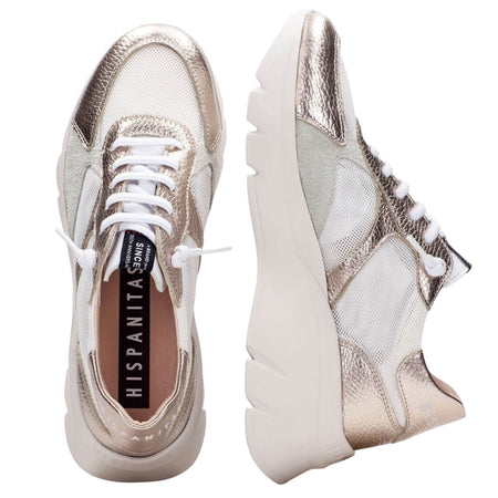 Hispanitas Pale Gold Leather Elevated Sole Sneakers