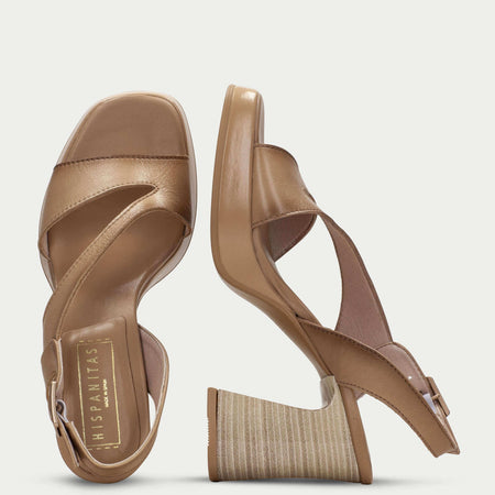 Hispanitas Pale Tan Leather Platform Sandals