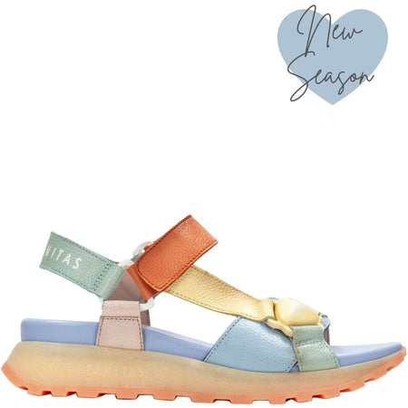 Hispanitas Pastel Leather Velcro Strap Sandals