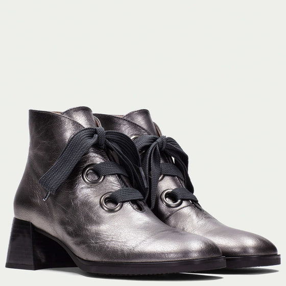 Hispanitas Pewter Leather Lace Up Ankle Boots