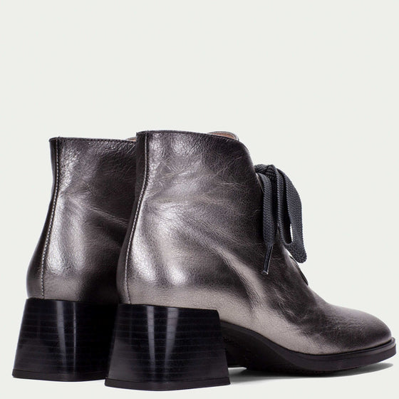 Hispanitas Pewter Leather Lace Up Ankle Boots