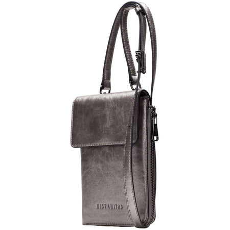 Hispanitas Pewter Silver Metallic Slim Crossbody Bag