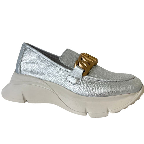 Hispanitas Silver & Bronze Leather Slip On Shoes