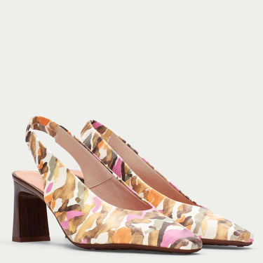 ladies pink and brown high heel shoes