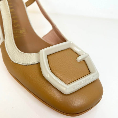 Hispanitas Tan & Cream Leather Heeled Shoes