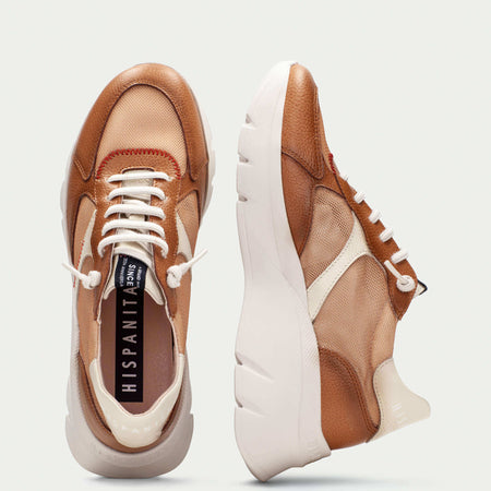 Hispanitas Tan Leather Elevated Sole Sneakers