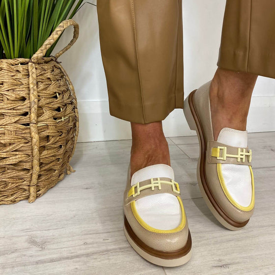 hispanitas-taupe-yellow-leather-slip-on-loafers