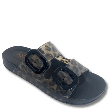 IGOR Habana Black Leopard Slip On Sandals
