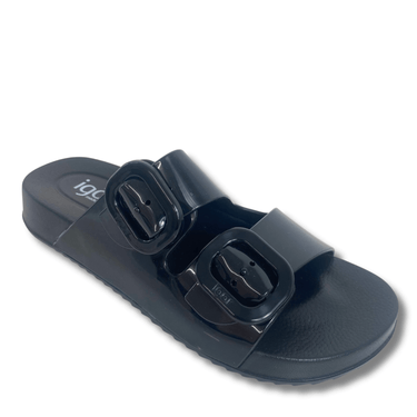 IGOR Habana Black Glossy Slip On Sandals