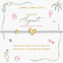 Joma Jewellery bracelet with gold heart charm on a decorative card