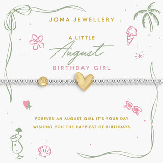 Joma Jewellery bracelet with gold heart charm on a decorative card