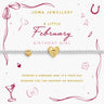 Joma Jewellery bracelet with heart charm on a branded card