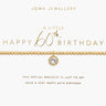 Gold bracelet with diamond charm on a Joma Jewellery card for a 60th birthday.