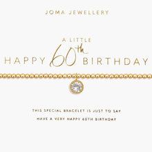 Gold bracelet with diamond charm on a Joma Jewellery card for a 60th birthday.