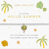 Joma Jewellery 'Hello Summer' bracelet with palm tree and leaf designs on a white background