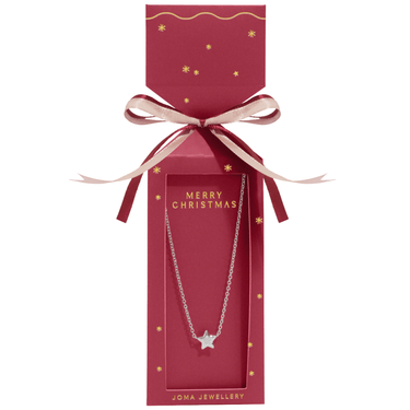 ladies silver star pendant necklace in red cracker gift wrapping