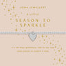Joma Jewellery bracelet with heart charm on a decorative card