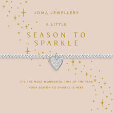 Joma Jewellery bracelet with heart charm on a decorative card