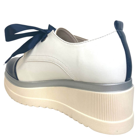 Kate Appleby Buckworth White & Navy Elevated Sole Shoes