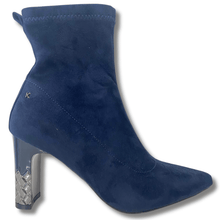 ladies navy suede pointed toe boots