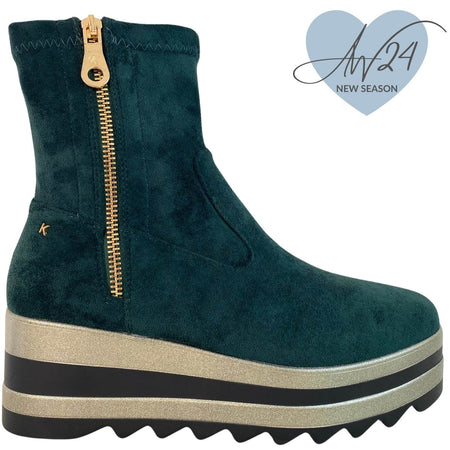 Kate Appleby Croston Wedge Boots - Dark Green