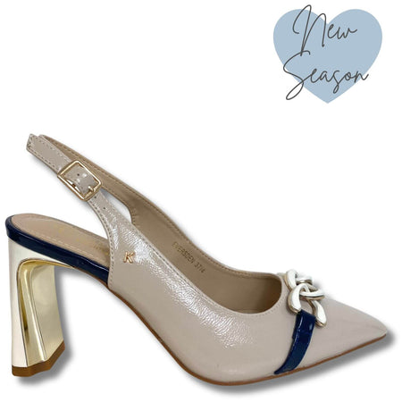 Kate Appleby Eversden Sling Back Pointed Toe Shoes - Cream/Navy