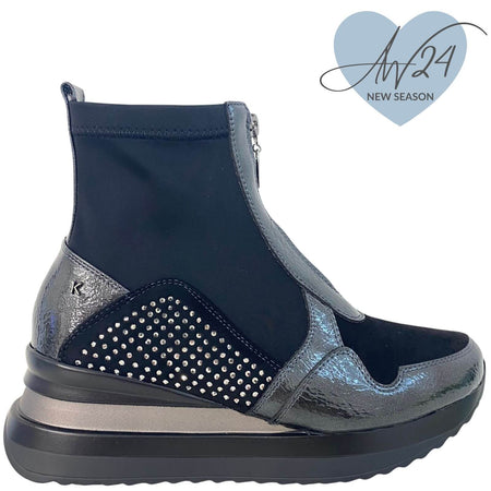 Kate Appleby Glossop Sparkle Wedge Boots - Charcoal Grey