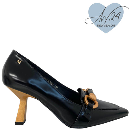 Una Healy Kitten Heel Court Shoes - Black