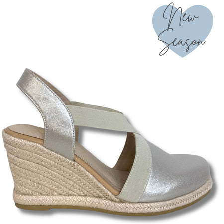 Kate Appleby Llanidan Silver Crossover Wedge Shoes