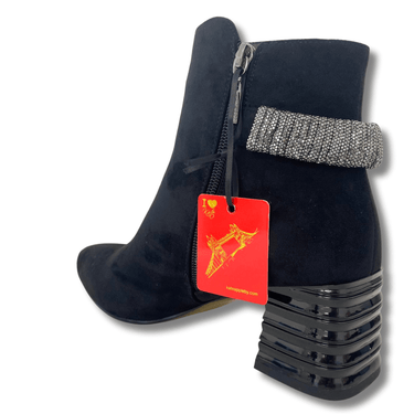 ladies block heel black boots