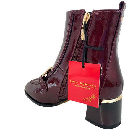 Kate Appleby Millport Block Heel Curb Chain Boots - Burgundy