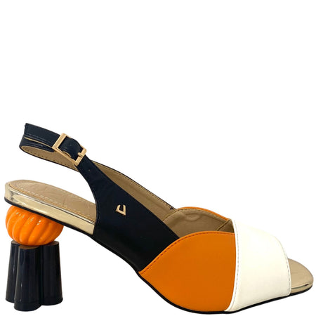 Una Healy Monochrome & Orange Sling Back Sandals