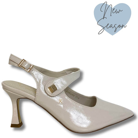 Kate Appleby Parciau Sling Back Court Shoes - Cream Patent