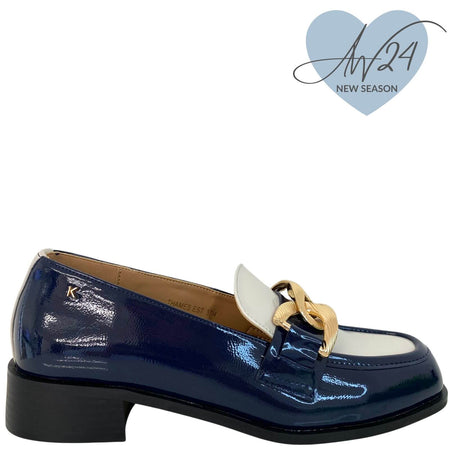 Kate Appleby Thames Patent Loafers - Navy/Cream Mix