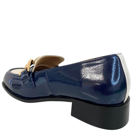 Kate Appleby Thames Patent Loafers - Navy/Cream Mix